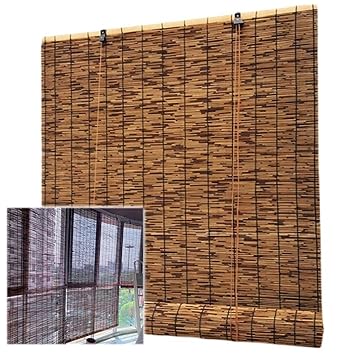 72''/64''H Bamboo Roll-Up Window Blinds Shades in Home Blackout Wooden Roller Shades for Patio Outdoor Decoration Bamboo Shades Roller Blinds for Porch Doors 8/20/24/28/36/46/48/52/64/72in Wide