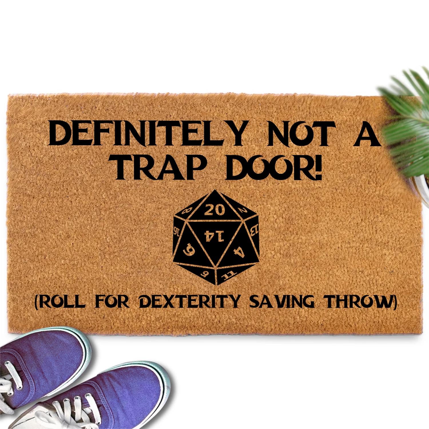 Funny Coir Doormat Definitely Not A Trap Door roll for dexterity saving throw Welcome Front Porch Decor Doormat For The Entrance Way Personalized PVC Back Non Slip Outdoor Coir Doormat 30 x 18 inch