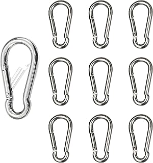 [East Leaf] カラビナフック ステンレス製 キーホルダー 耐荷重80kg 8cm 10個セット シルバー