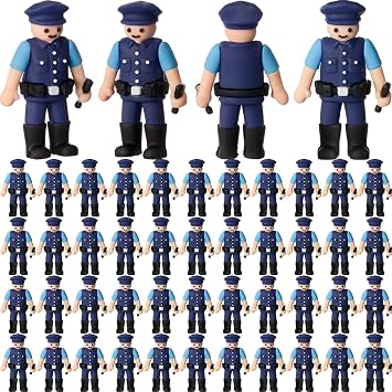 Weysat 50 Pcs Mini Police Officer Toy Figures Miniature Policeman Figurines Statue Figure Community Helpers Toys Bulk for Dioramas Party Favors DIY Craft Dollhouse Decors Rewards to Hide and Seek