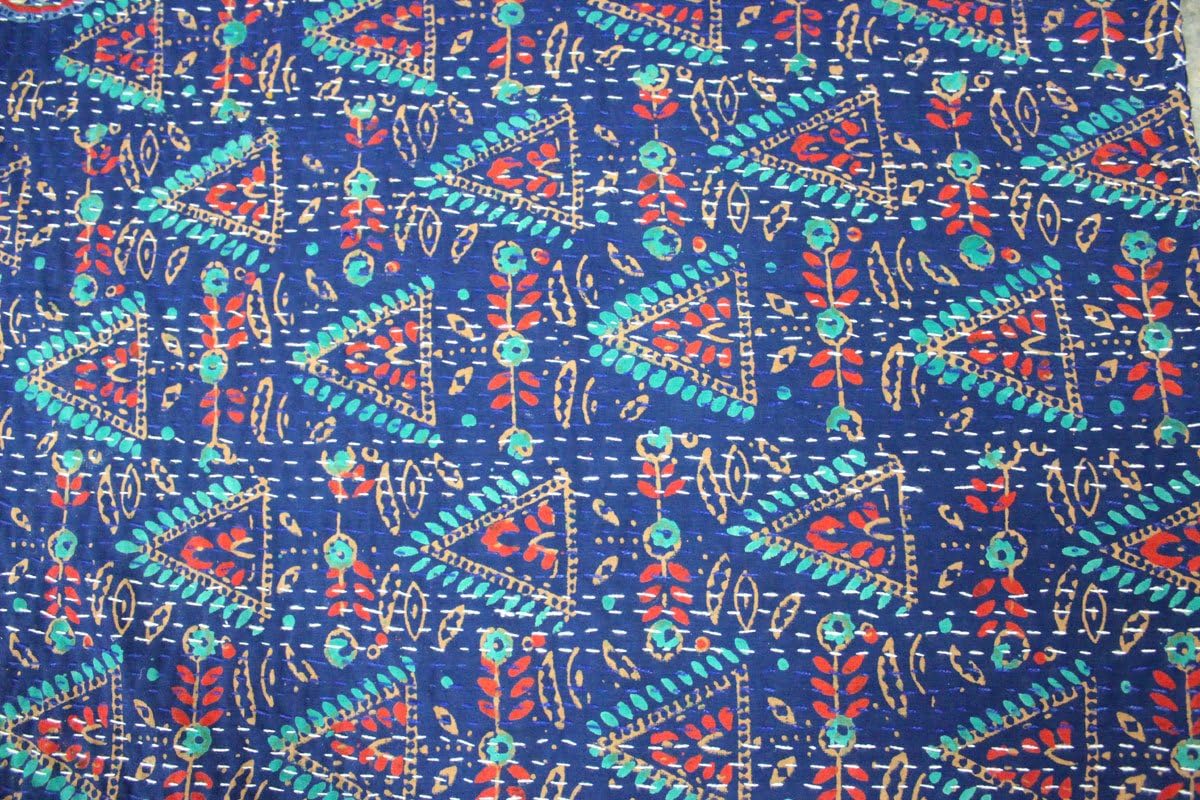 Mango Gifts Handblock Print Kantha Quilt Cotton Ralli Queen Size 90 * 108