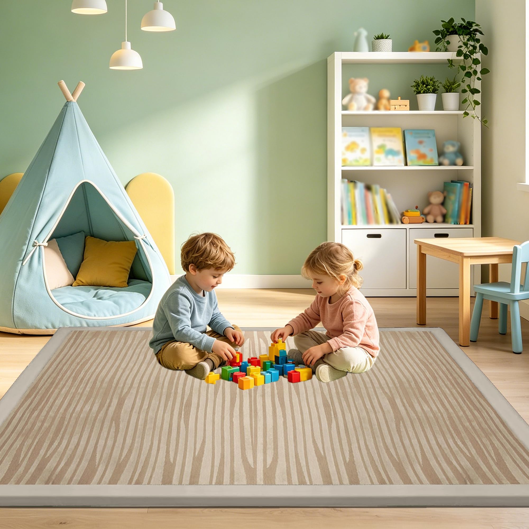 Alfombra para Gatear para bebé 2cm Alfombrilla de Juego Acolchada Grande Alfombras Bebe Antideslizante, Colchoneta para Gatear para Suelo Habitacion 100 x 150 cm