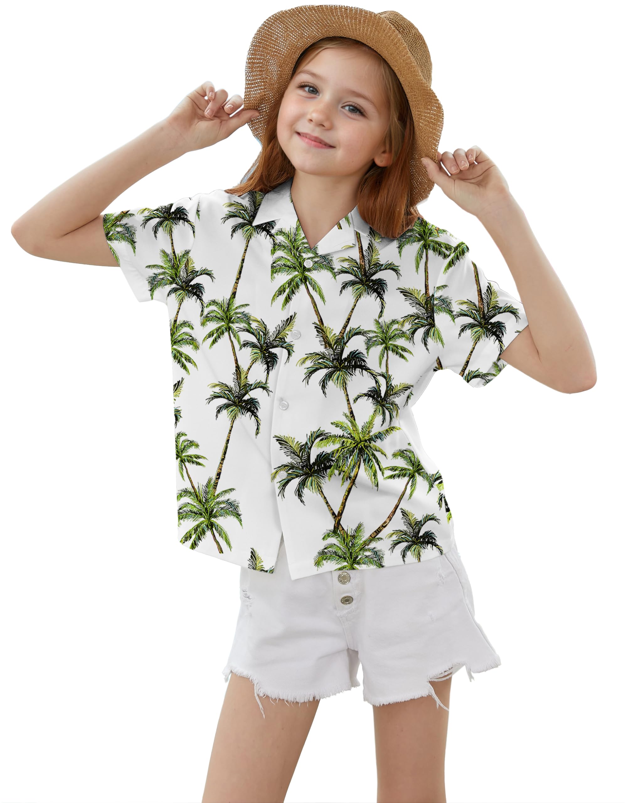 Cromoncent Mommy and Me Matching Hawaiian Outfits Girls &amp; Womens Hawaiian Shirts Tropical Button Down Shirts