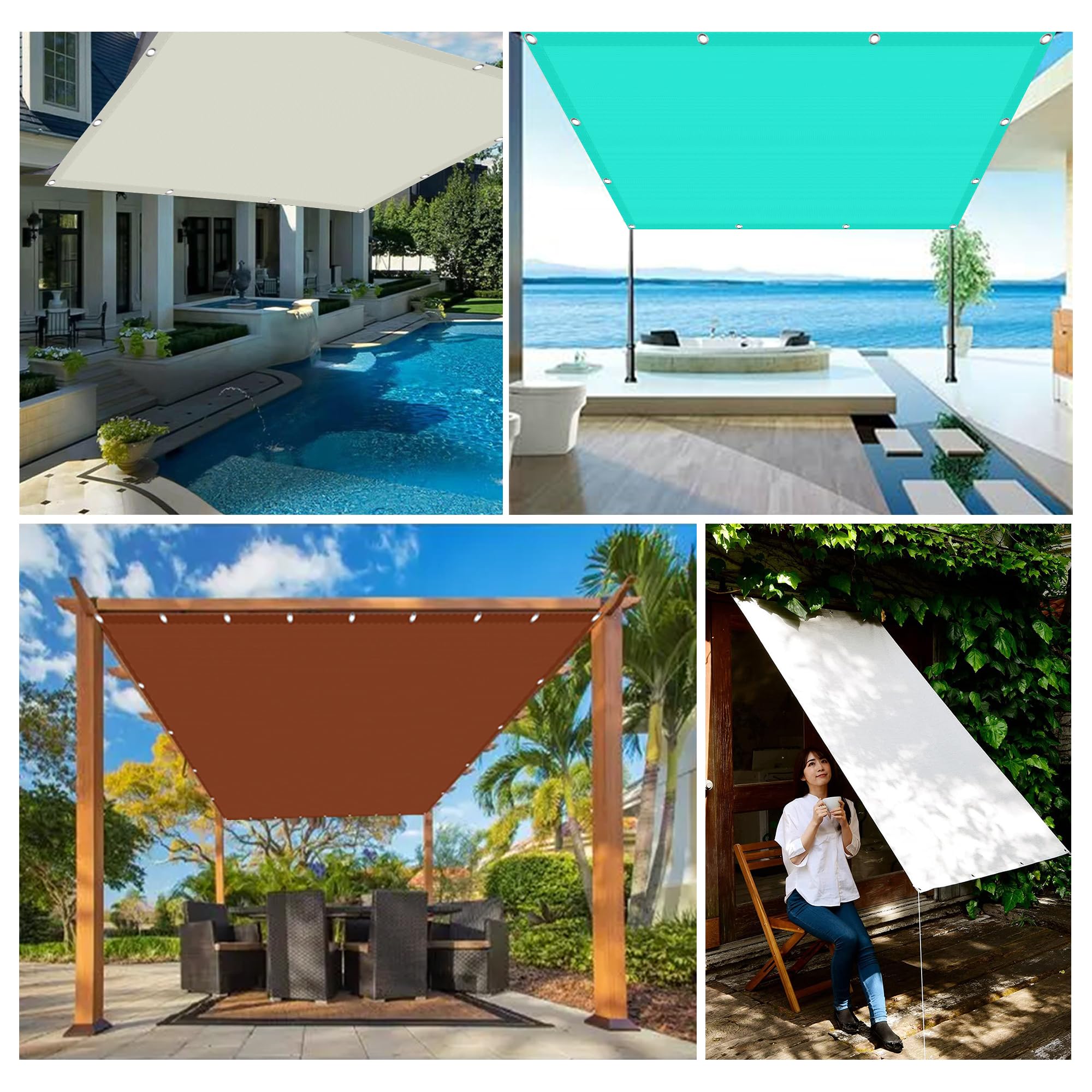 Balkonbespannung Reißfest 4 x 5 m Witterungsbeständig Beschattungsnetz Sonnencreme mit Ösen Segeltuch 4 × 1.5 M Seile für Draußen Patio Terrasse Camping, Orange