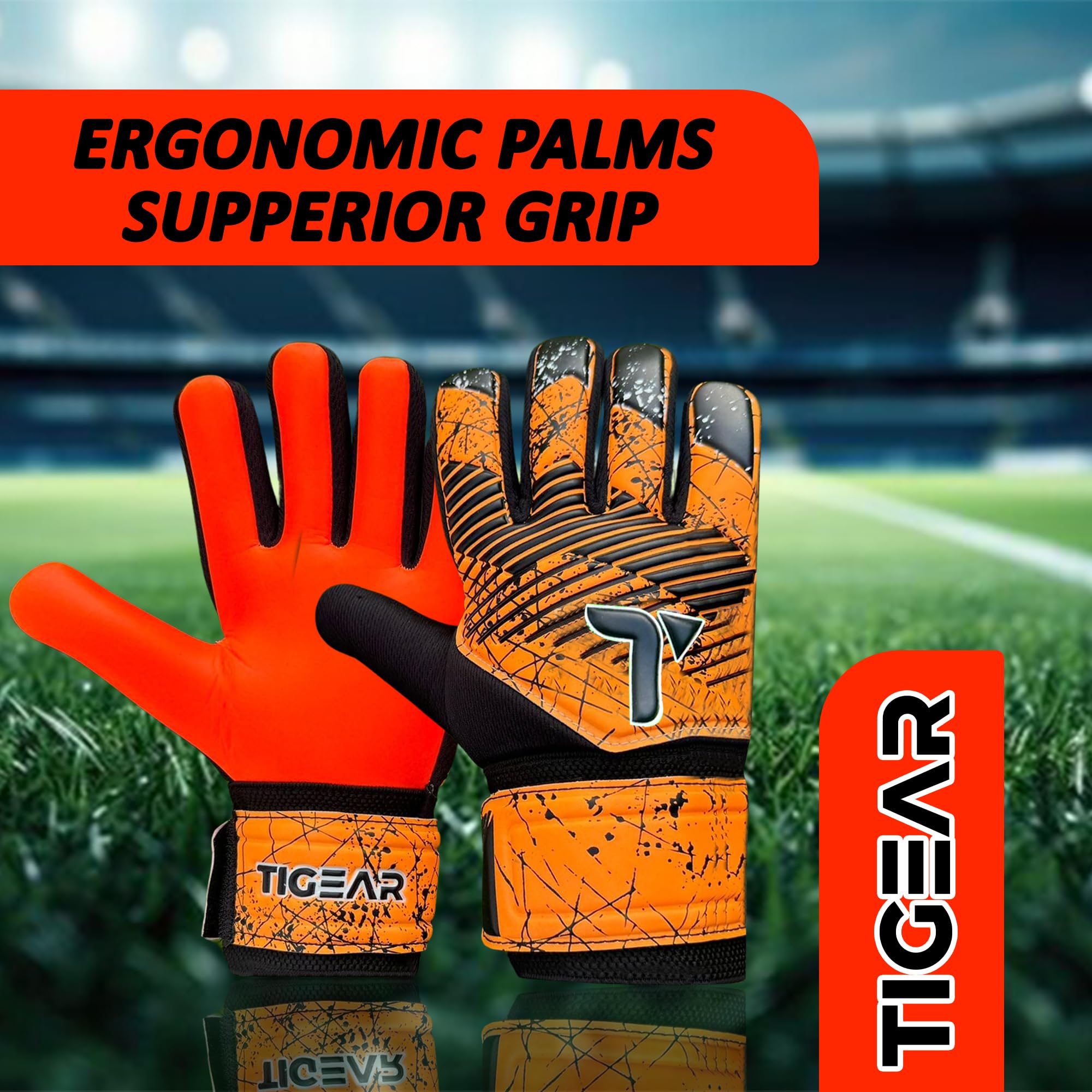 TIGEAR SuperJam Goalkeeper Gloves (Orange, 6) - Image 4