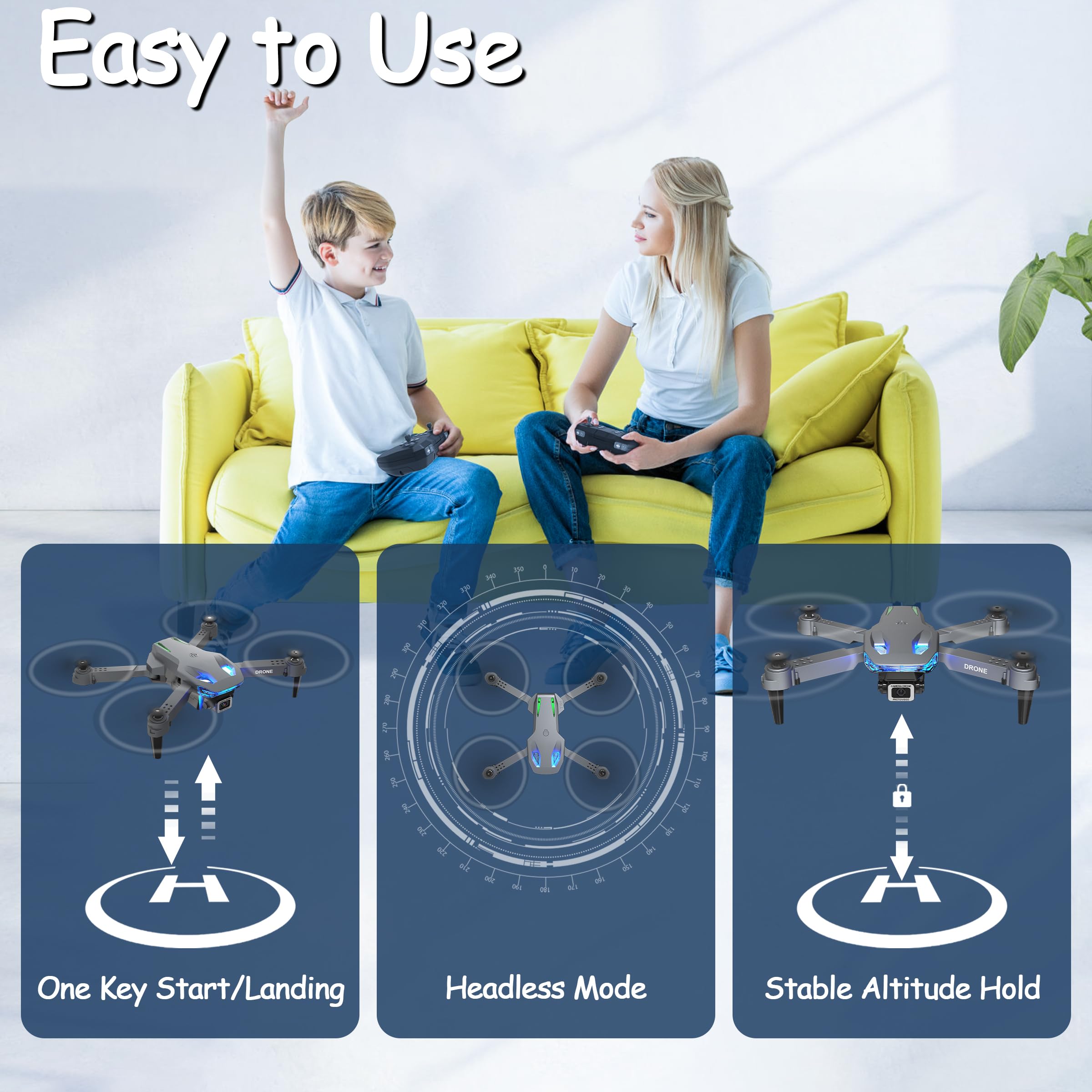 Wipkviey T28 Drone with 1080P Camera for Adults & Beginners, Foldable FPV RC Quadcopter, Altitude Hold, Gesture Selfie, Waypoint Flight, 3D Flip, 2 Batteries, Easy to Fly, Gift for Kids, Boys & Girls — view 5