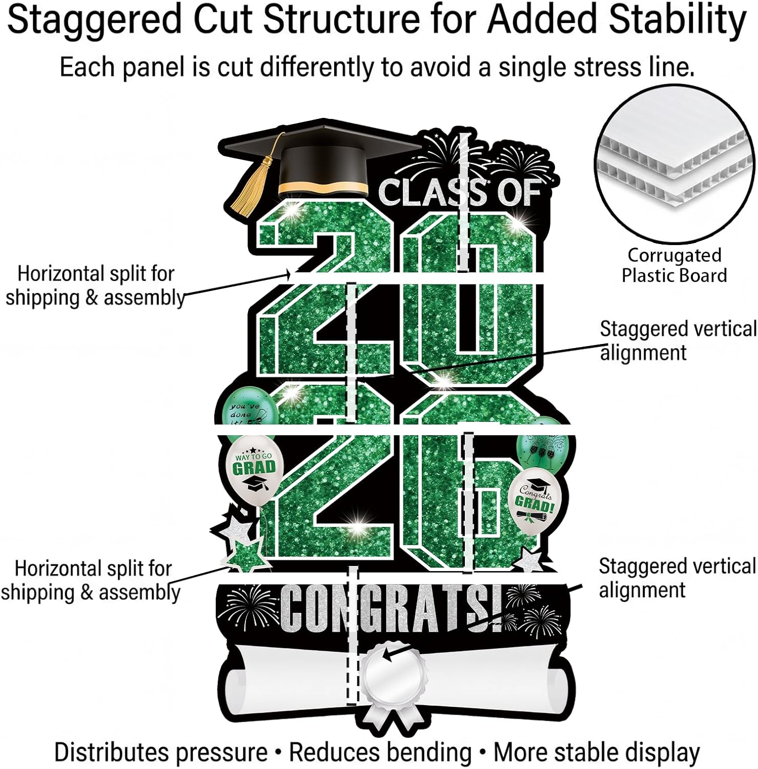 Extra Large 47.2Inch Graduation Decorations 2026 Yard Sign Green image 4