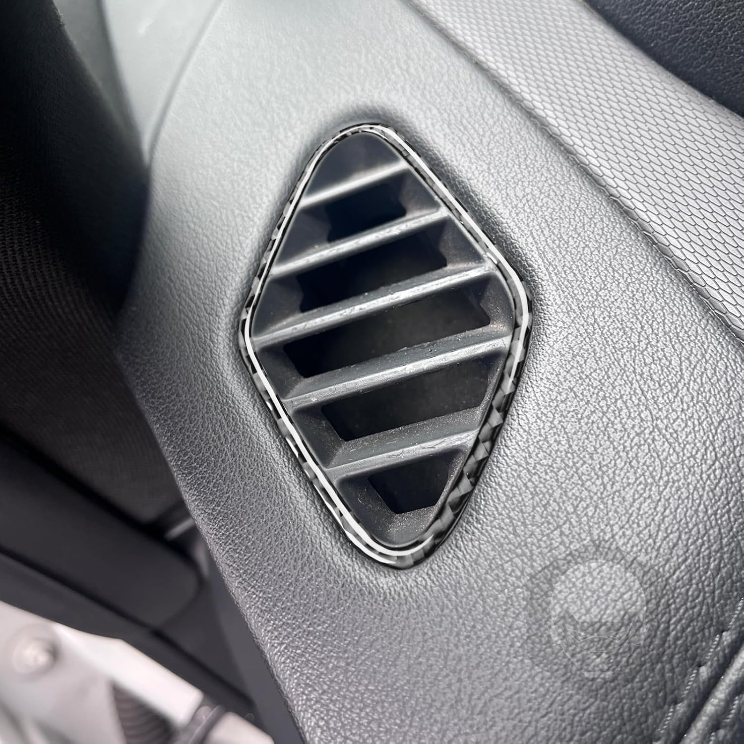 Real Quality Carbon Fiber Car Dashboard Both Sides Defogging A/C Air Vent Frame Trim Sticker Auto Interior Accessories Decal Decor Compatible with Jaguar F-Type 2014-2024 2pcs Black