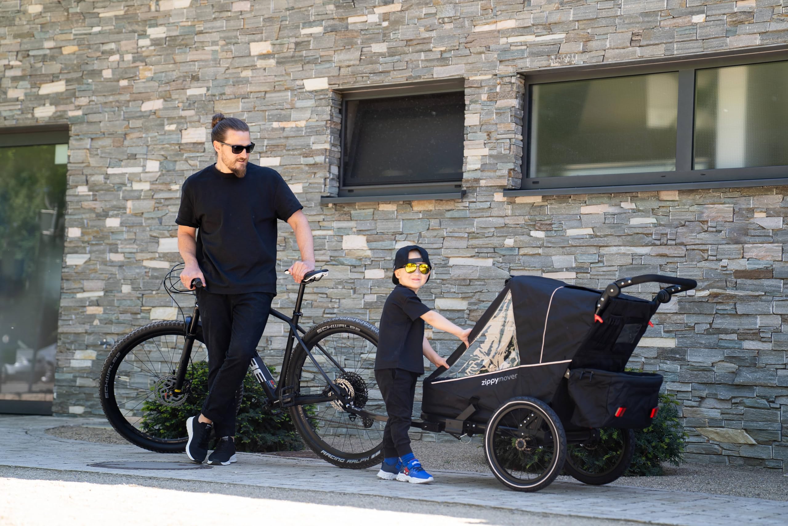 Sportlicher Kinderfahrradanhänger Einsitzer 1 Kind 3in1 Set Buggy Jogger Kinderwagen