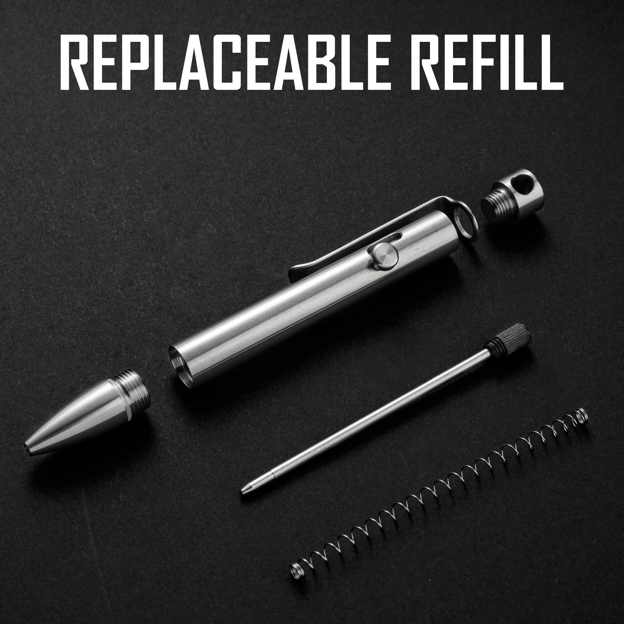 KeyUnity KP04 Titanium Alloy Ballpoint Pen with Clip, Retractable EDC Pocket Pen for Daily Use (Polished) - Image 2