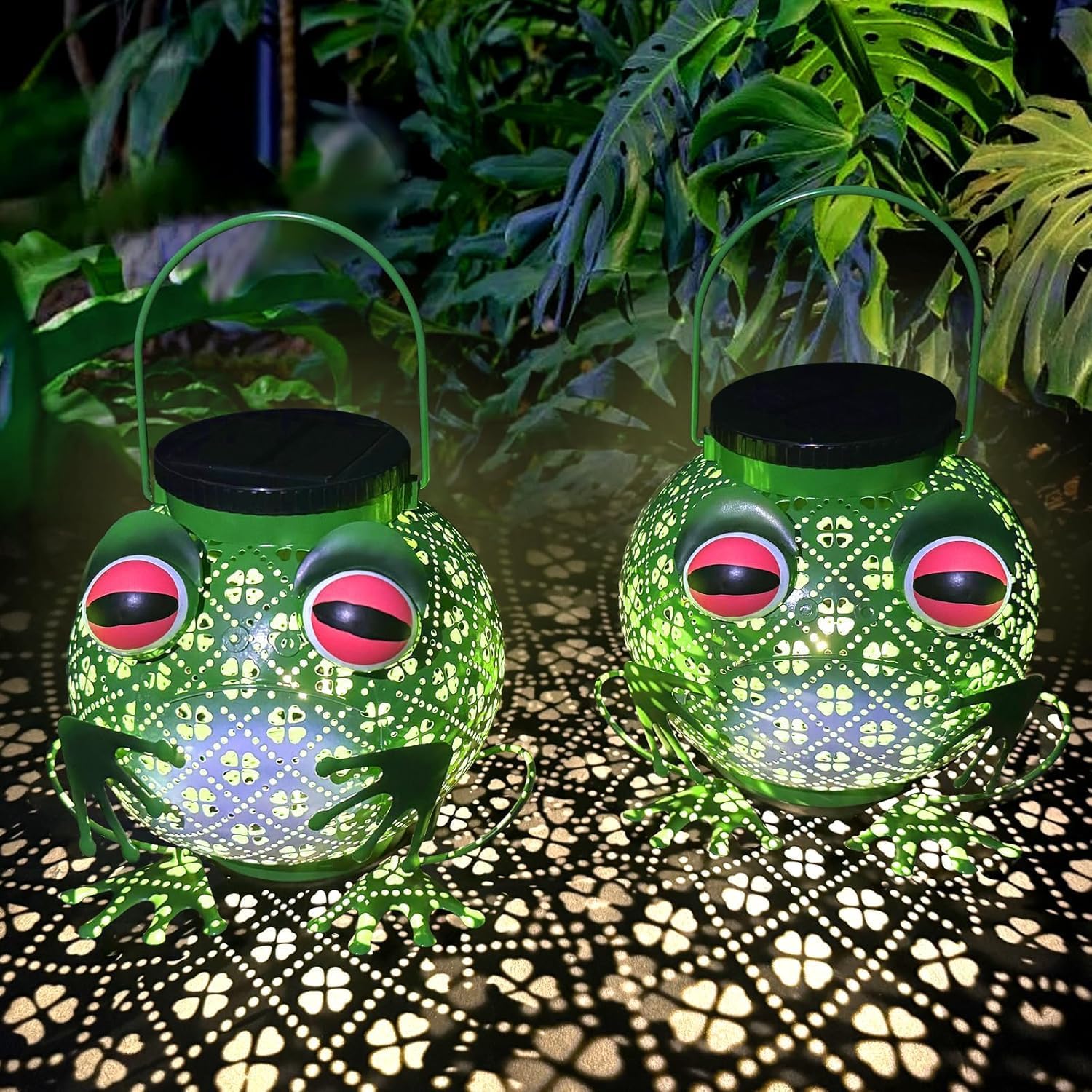 2 Pack Solar Lanterns Outdoor Waterproof Frog Metal Hanging Lantern Outdoor Hanging Solar Lights with Sound, Outdoor Lanterns for Yard, Garden, Patio, Porch - Image 4