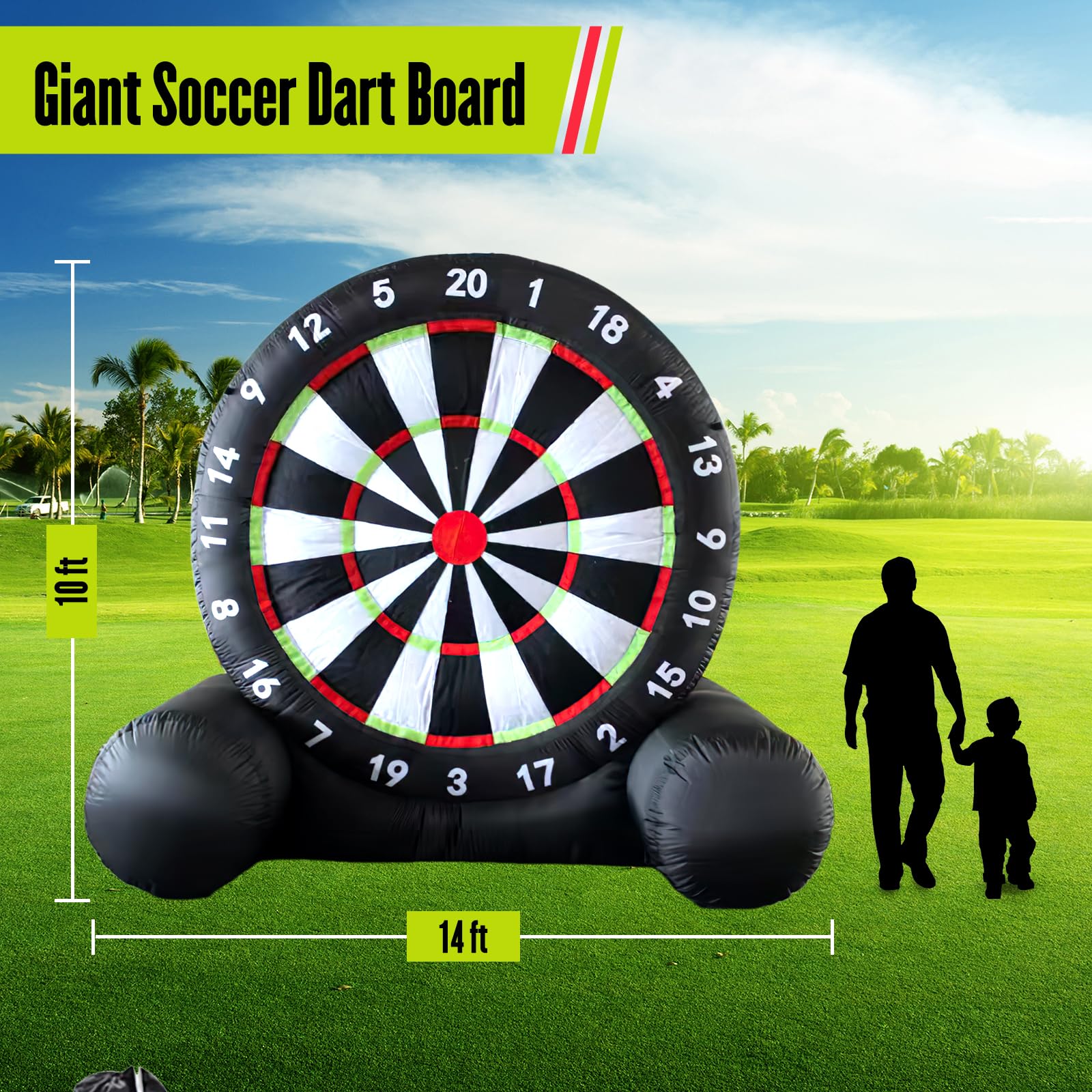 3M Fussball Dart aufblasbar Outdoor, inflantteble Fussball Dart Aufblasbar,fußballdart mit Gebläse und 8 Ballen,fußball dartscheibe furGarten Partys, Wasserdichtes Sportspiel.
