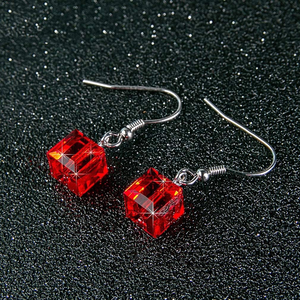 Austrian Crystal Cube Drop Dangle Earrings for Women Fashion 14K Gold Plated Hypoallergenic Jewelry - Image 3