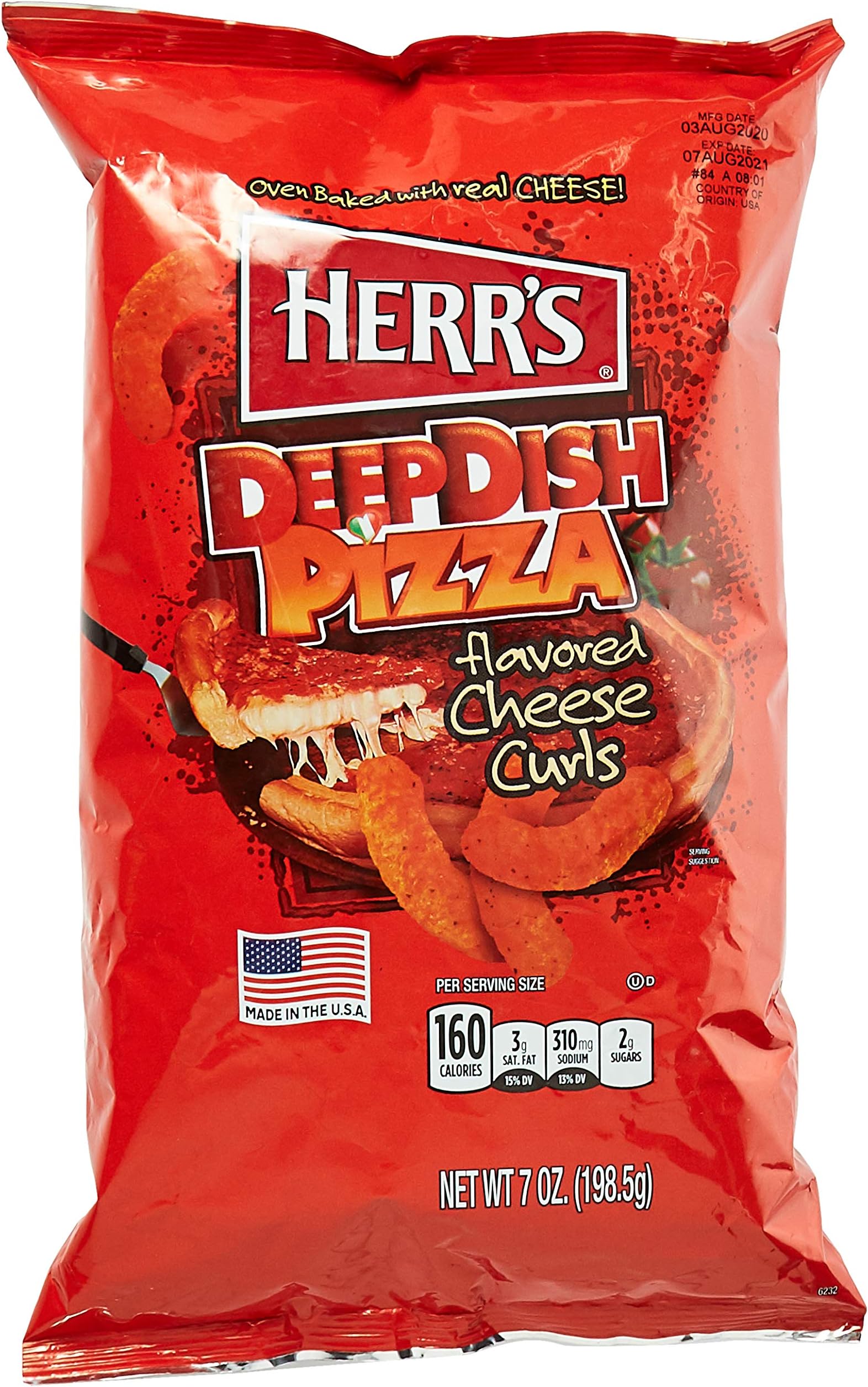 Herr'S Deep Dish Pizza Chips, 198.5 gm