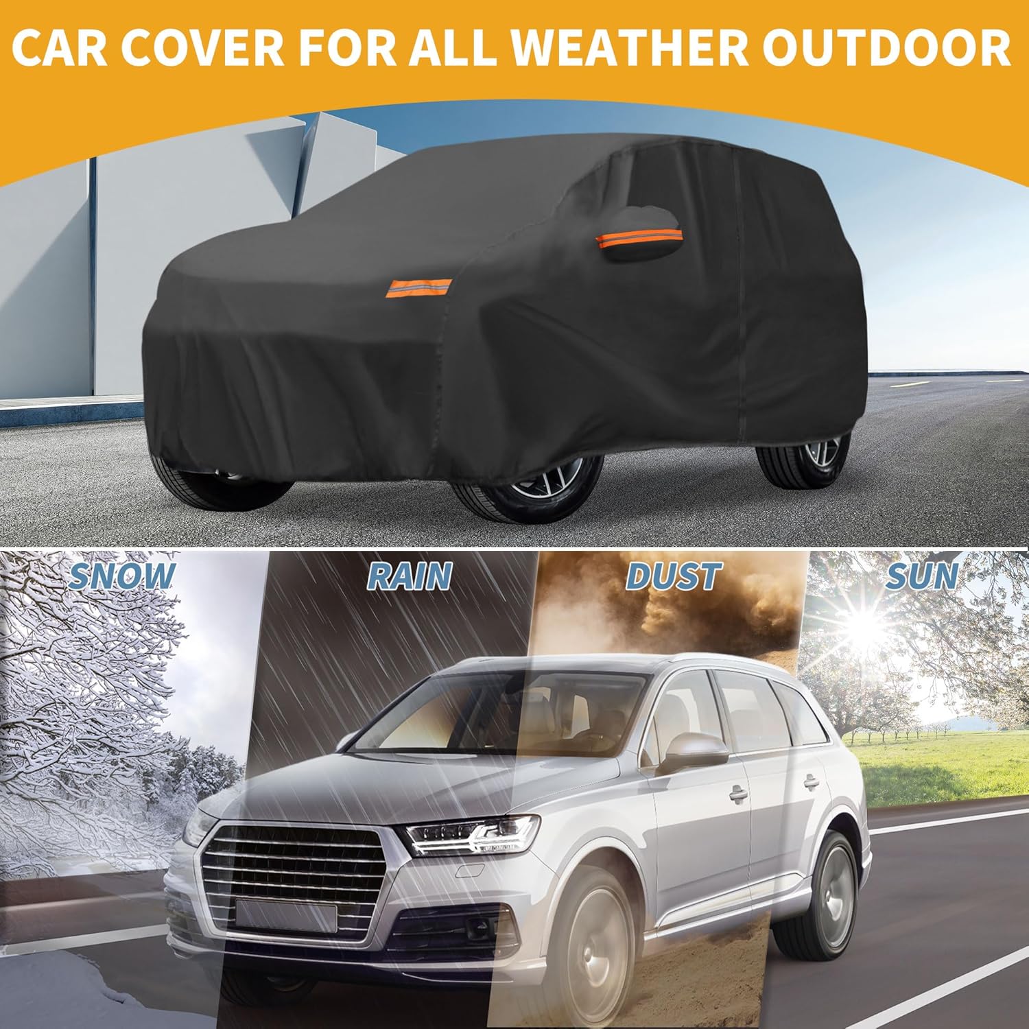 Car Cover Waterproof All Weather Sun Rain Protection Full Exterior Cover for Subaru Crosstrek Black with Left Side Zippers