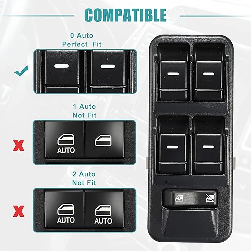 Miniatura 4 de ACROPIX Interruptor de elevalunas eléctrico principal del lado del conductor delantero izquierdo para Land Rover LR3 - 1 paquete de 1 negro
