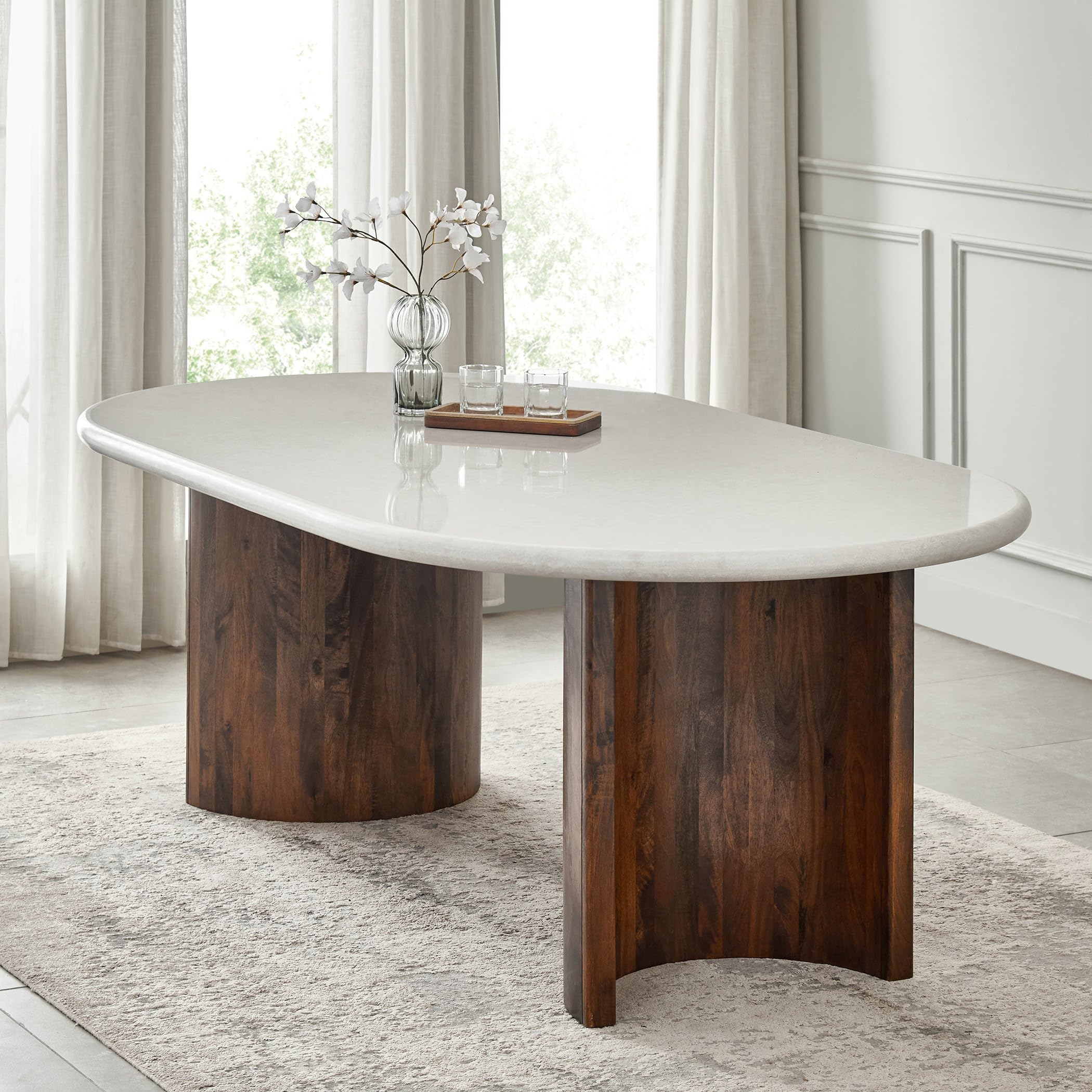 Home Centre | Pristyn | Composite Marble Top | 6 Seater Tables | Grey | 1 Year Warranty-image-39