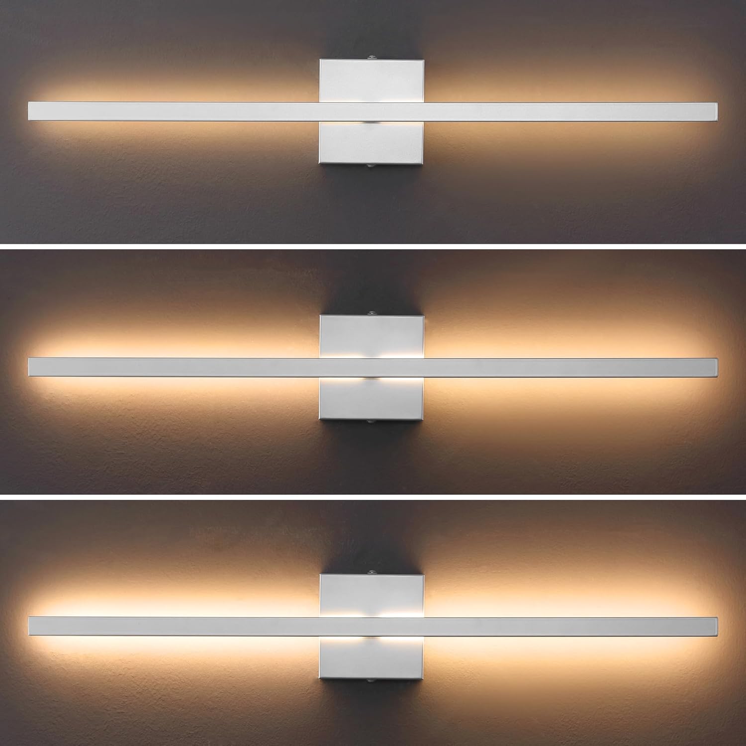 JONATHAN Y 28" Silver Modern Linear Outdoor LED Wall Sconce, 350-Degree Rotatable Dimmable IP65 Waterproof Minimalist Light for Porch Bedroom Hallway, Metal Linear Shade (JYL7145D)