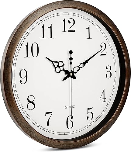 Miniatura 4 de Bernhard Products Reloj de pared grande de 16 pulgadas, movimiento silencioso sin tictac, funciona con pilas, redondo, fácil de leer, decorativo,