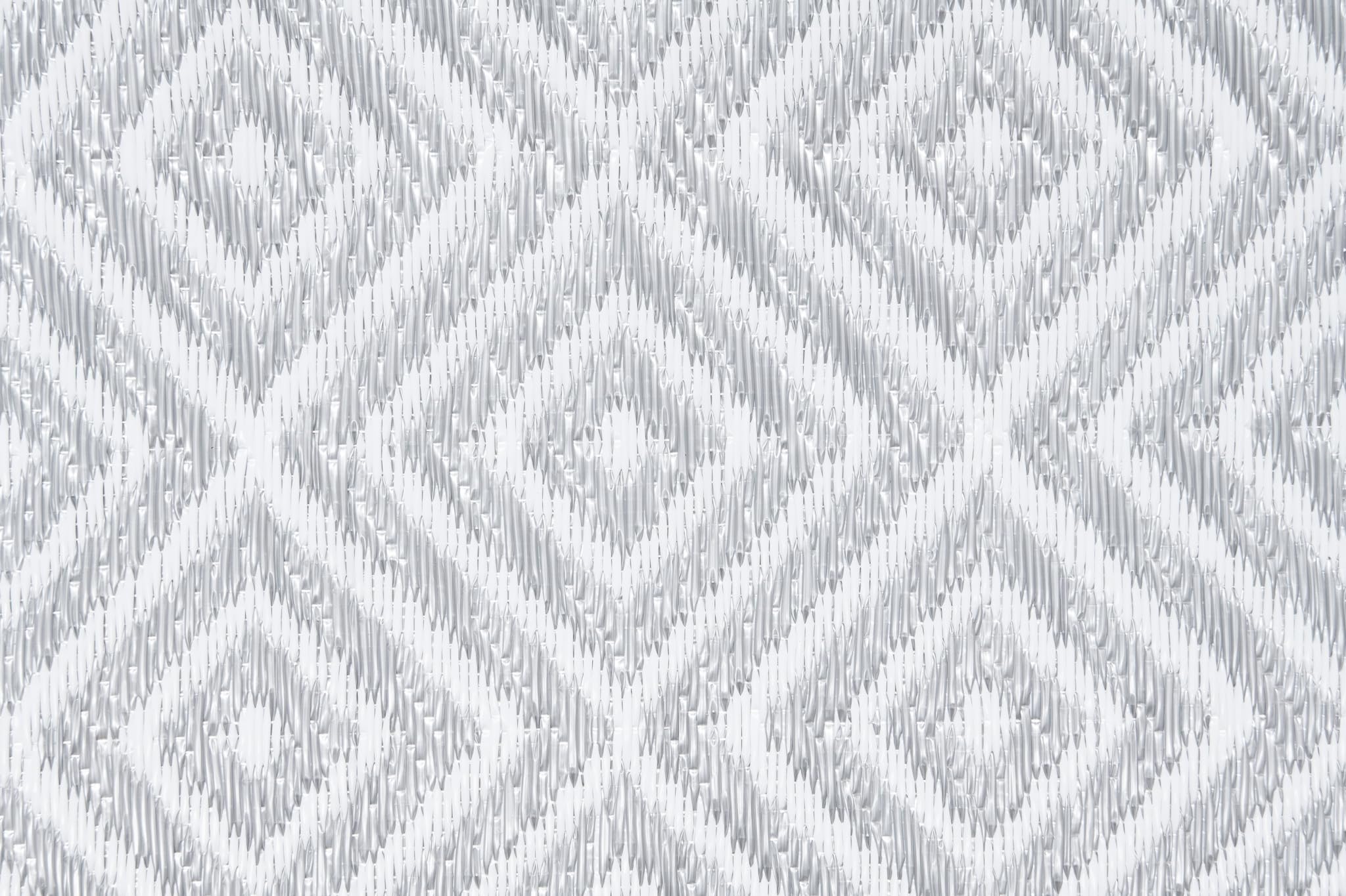 TAPISO Ibiza Tappeto Outdoor Impermeabile Pieghevole Plastica Lavabile Reversibile Resistente ai Raggi UV Bianco Grigio Picnic Spiaggia Giardino Balcone Campeggio Oeko-Tex 90 x 150 cm