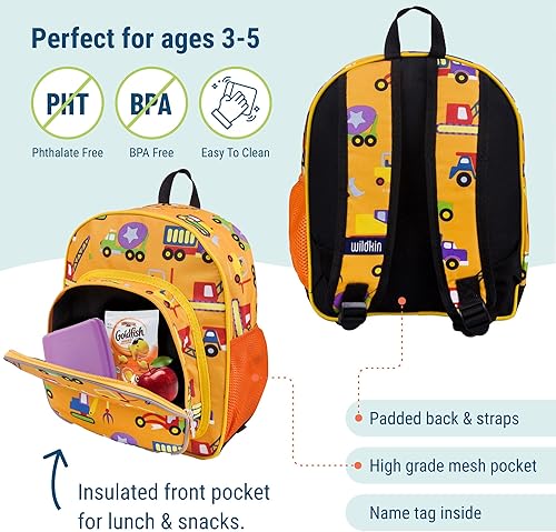 Miniatura 6 de Wildkin Paquete de mochila de 12 pulgadas con botella de agua reutilizable de acero de 14 onzas (en construcción)