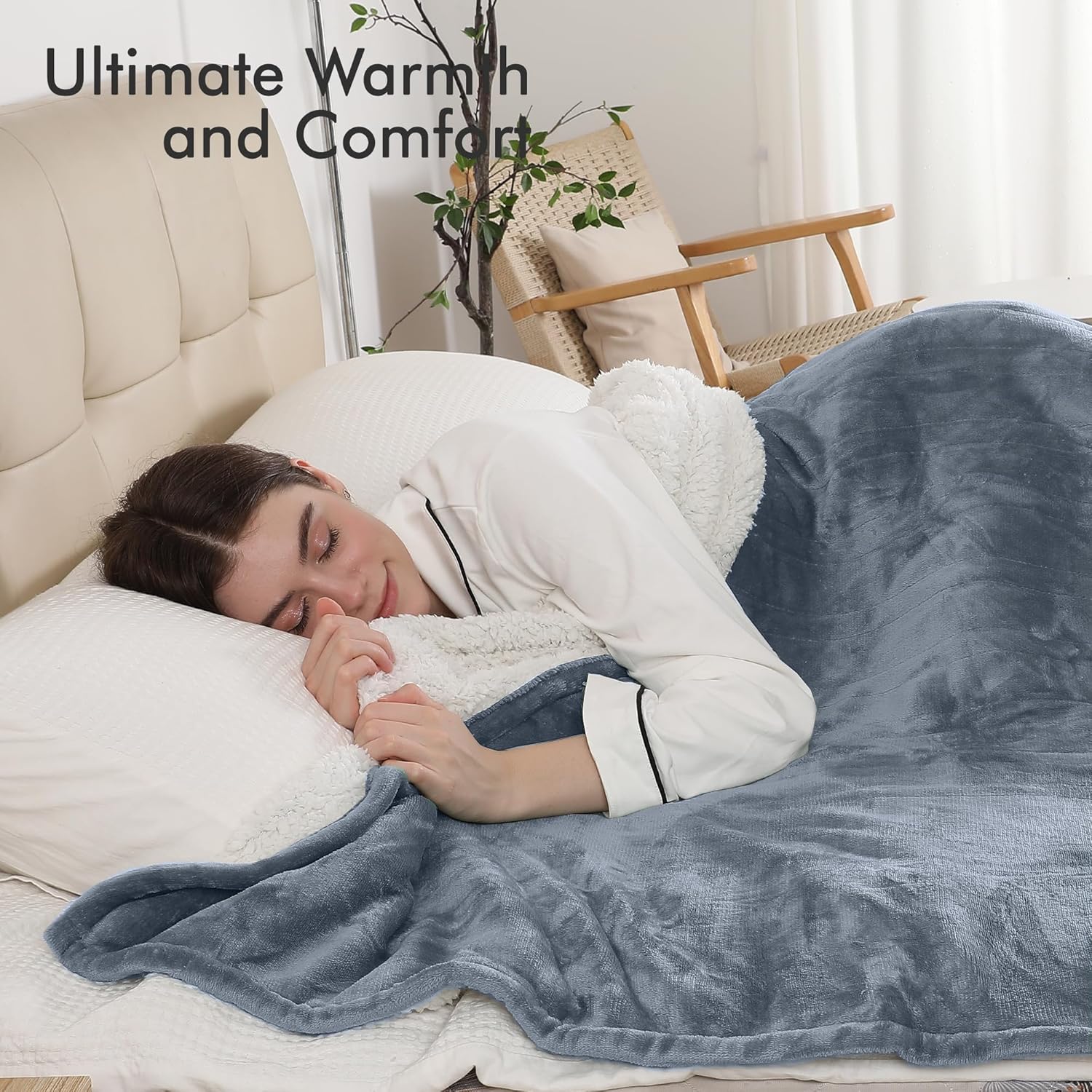 Heated Throw Blanket, Electric Blanket Throw with 5 Heating Levels & 4 Hours Auto Off, Super Soft Flannel Sherpa Fast Heating Blanket with ETL Certified for Bedding, 50"x60", Gray - Image 7