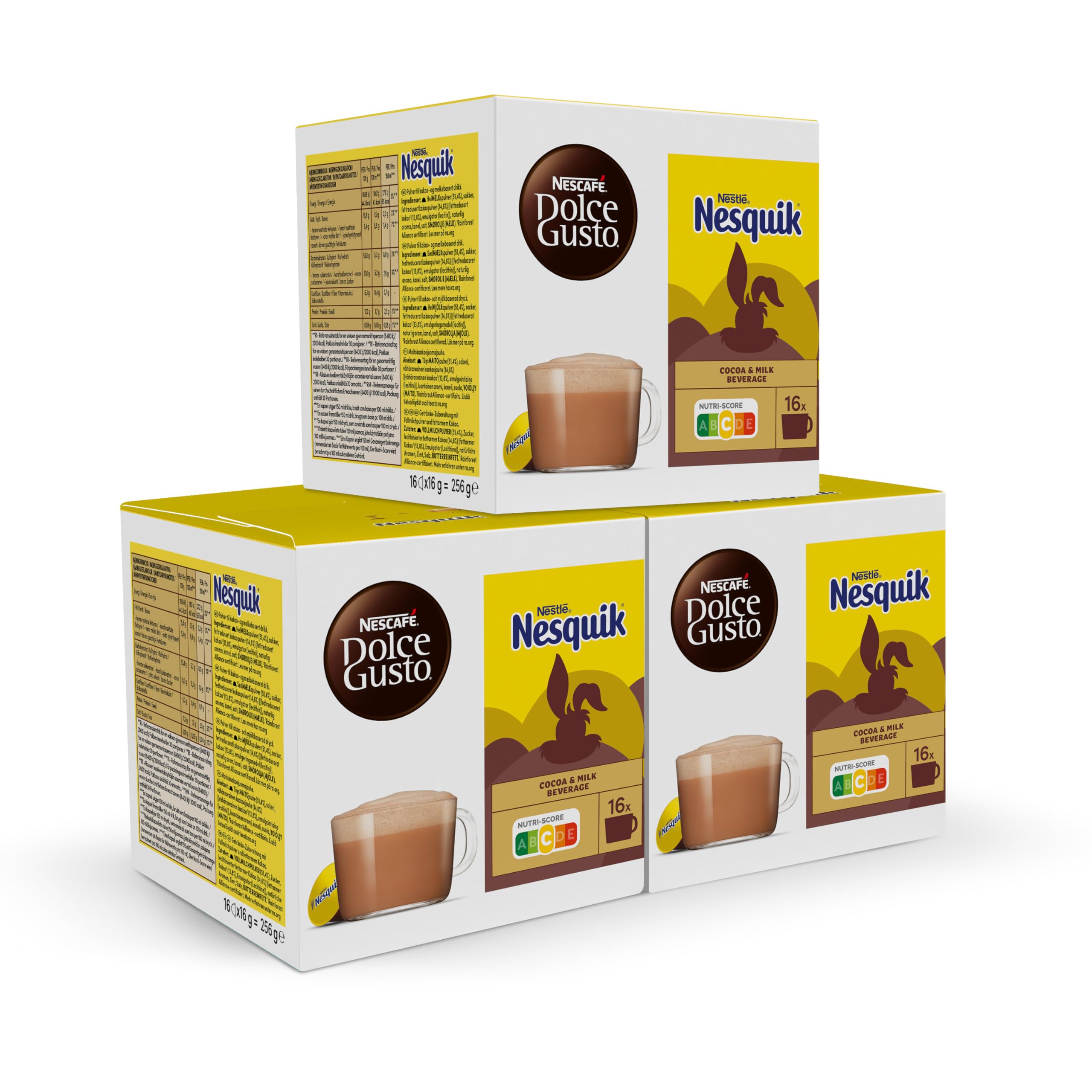NESCAFÉ Dolce Gusto NESQUIK - Cápsulas de Café, 48 Cápsulas (3x16) - Bebida de cacao - Originales para cafeteras Dolce Gusto