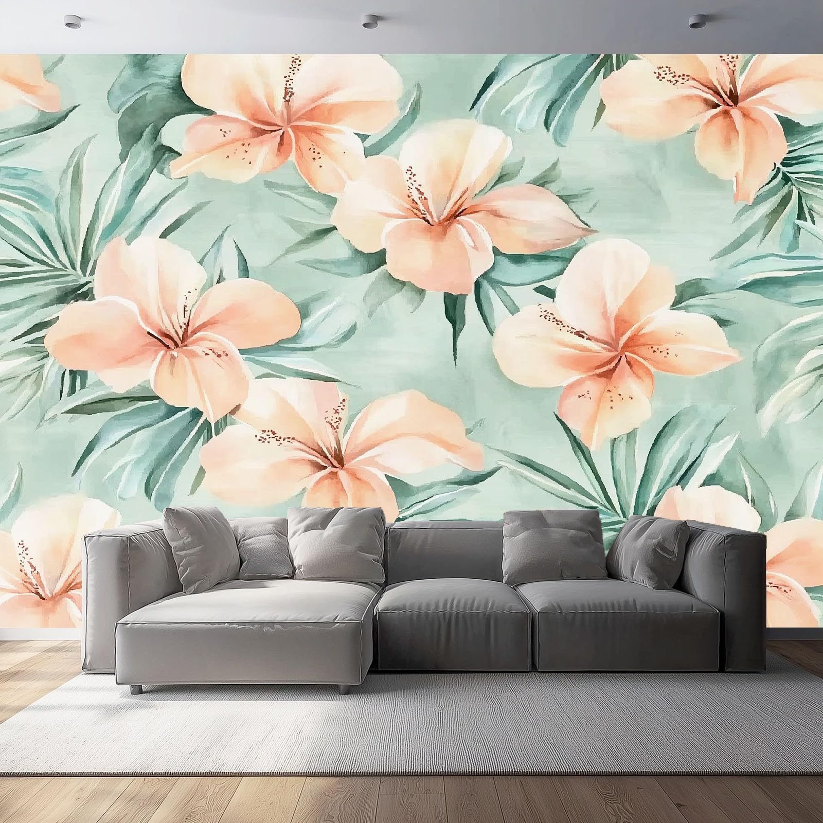 Poster mural jungle exotique moderne et panoramique intissé pour grand salon