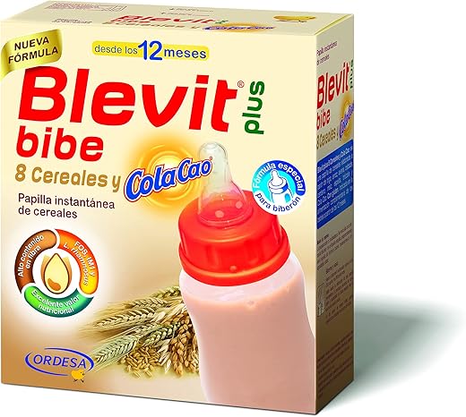 Blevit Plus Bibe 8 Cereales y ColaCao - Papilla de Cereales para Bebé fórmula especial para Biberón - Sabor Cola Cao - Desde los 12 meses - 600g