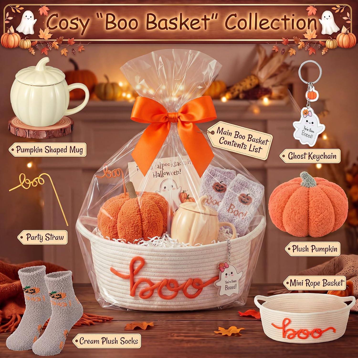 8 Pcs Boo Basket Stuffers Halloween Boo Gift Basket Women Adults