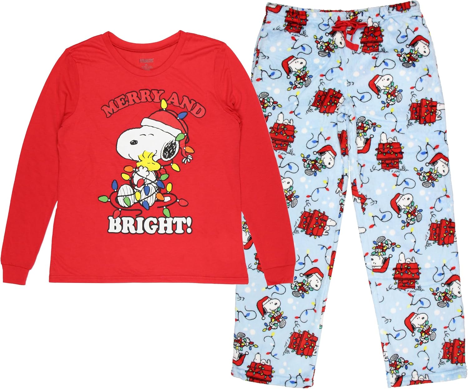 MJC Peanuts Christmas Pajamas Snoopy Merry & Bright Holiday Matching Family Adult Kids and Toddlers Pajama Set - Image 6