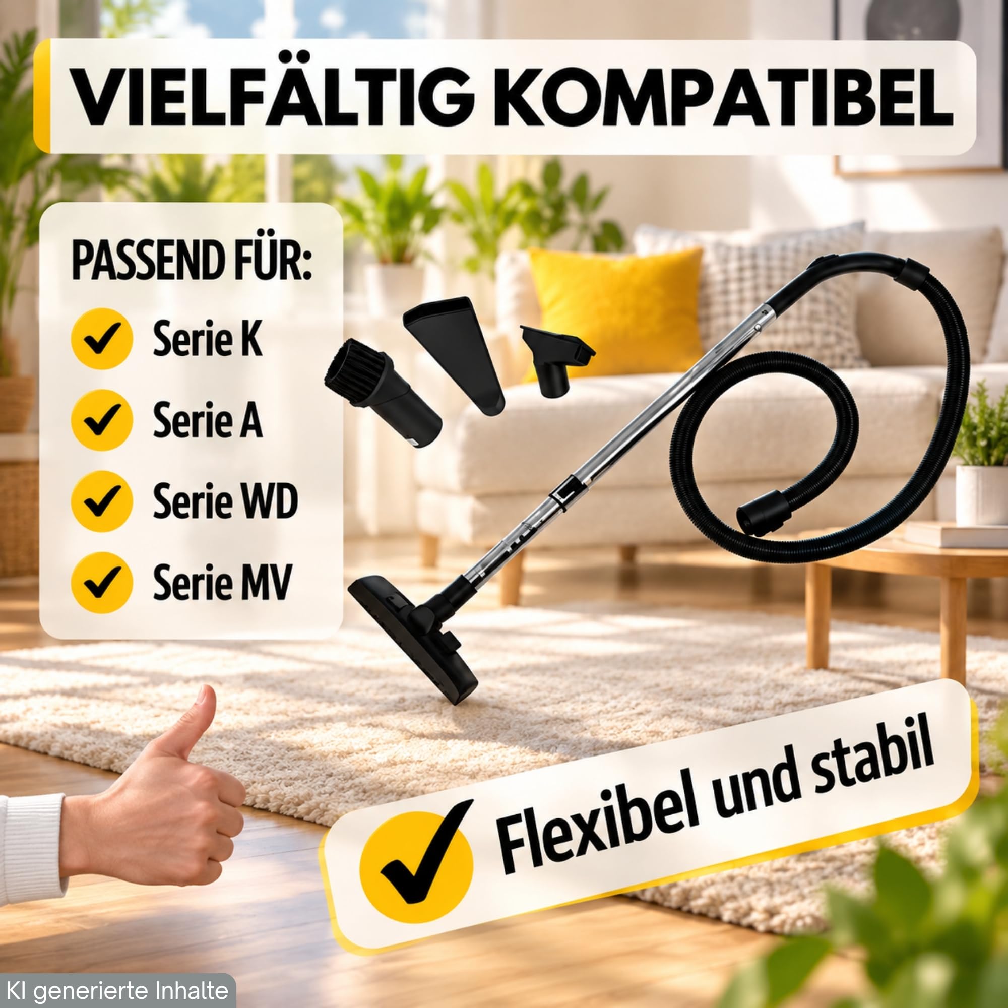 Zubehör Set passend für Kärcher WD 3.500 P *EU-II (1.629-681.0), WD 3.540 P Staubsauger Schlauch Handgriff Griffschlauch 35mm Rundanschluss Staubsaugerschlauch Ersatzteile