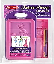 Melissa & Doug Fashion Design Art Activity Kit - 9 Placas de Fricción de Doble Cara, 4 Lápices, Crayón - Juguetes de Viaje para Niños de 5+