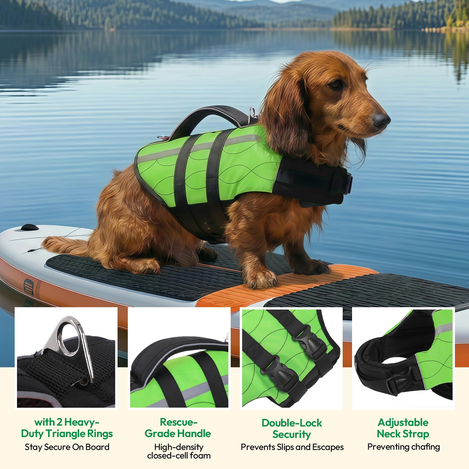 KONVINIT Schwimmweste für Hunde Rettungsweste, Hoher Auftrieb & Komfort, Verstärkt mit Griff, für Alle Wasseraktivitäten & Notfälle Hundeweste Boot