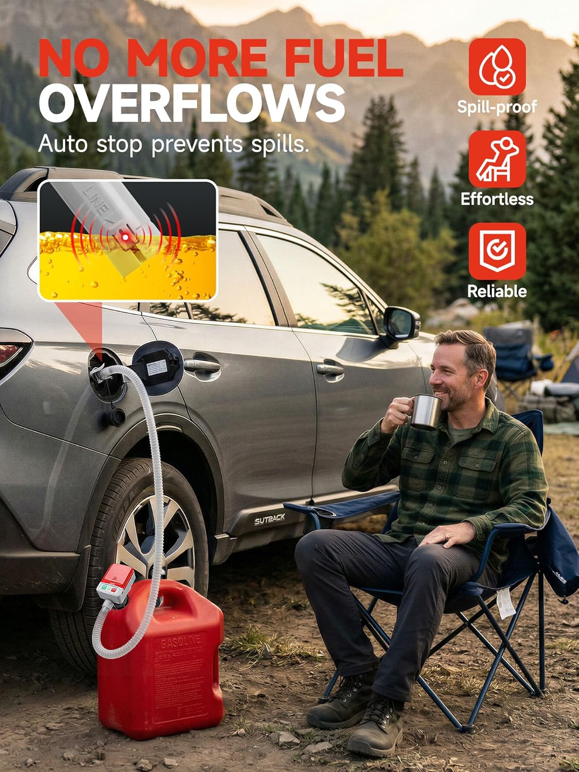 Portable Fuel Transfer Pump,3.2GPM 51”Extra Hose Battery & USB Powered Gas Can Pump with Auto-stop Sensor for Oil, Diesel and Gasoline,4 Tank Adapter& Leak-Proof