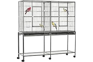 PawHut 65" Double Flight Bird Cage on Rolling Stand