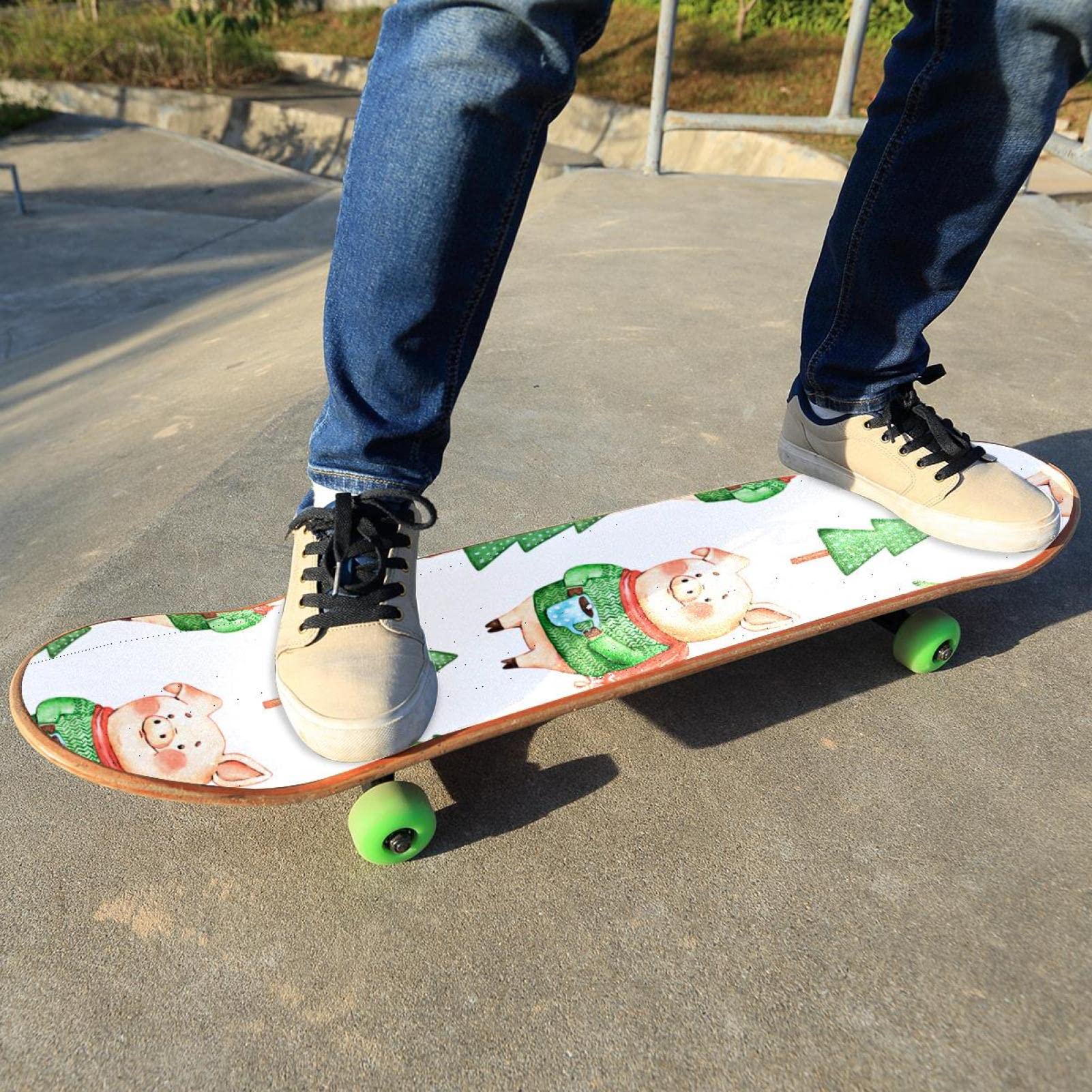 Hero Pig - Lot de 2 feuilles de papier abrasif pour skateboard et longboard - Motif arbre de Noël - Vert