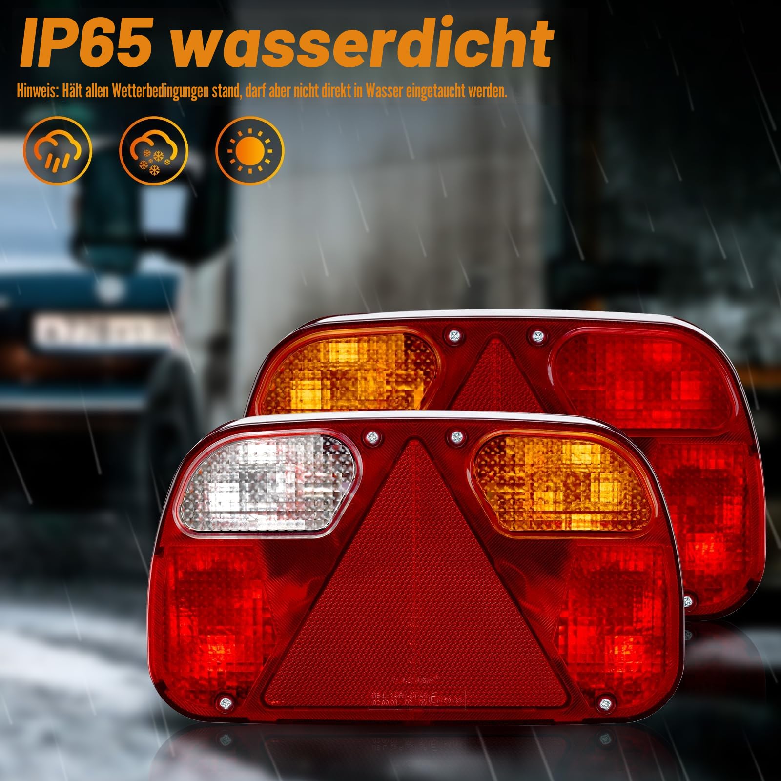 Aissom Rückleuchten Set für Anhänger,Rückleuchten Anhänger 13 polig,12V Anhängerbeleuchtung Rücklicht mit 6 Funktionen,5.5m Kabel, E11-zertifiziert