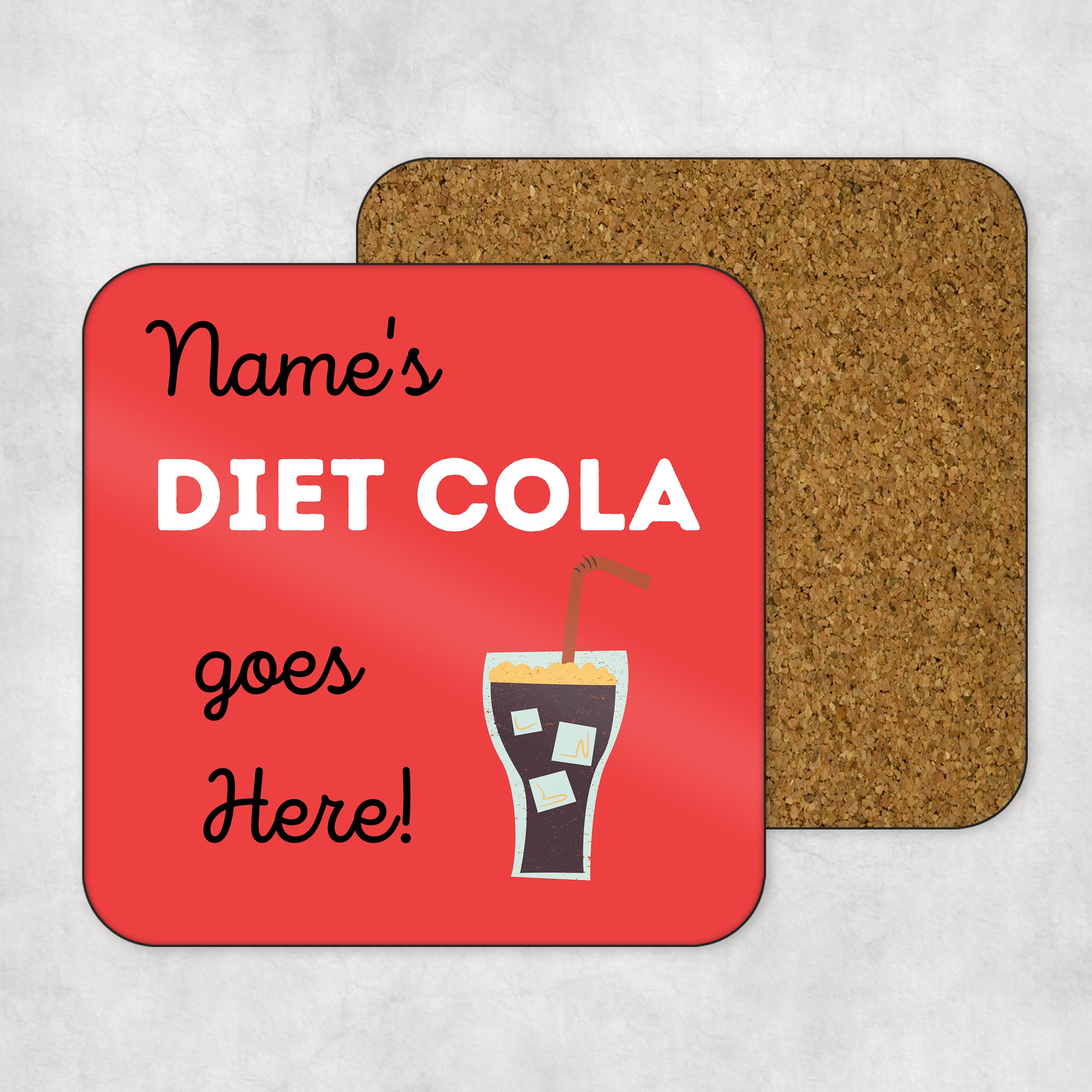 Printed Personalised Drinks Coaster Diet Cola SQUARE - High Gloss Finish