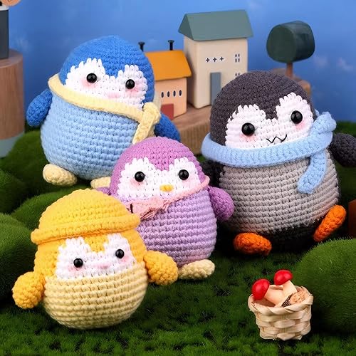 Miniatura 4 de GDLCETK Kit de ganchillo para principiantes, kit de tejido de bricolaje de familia de animales para adultos y niños con tutoriales en video paso a