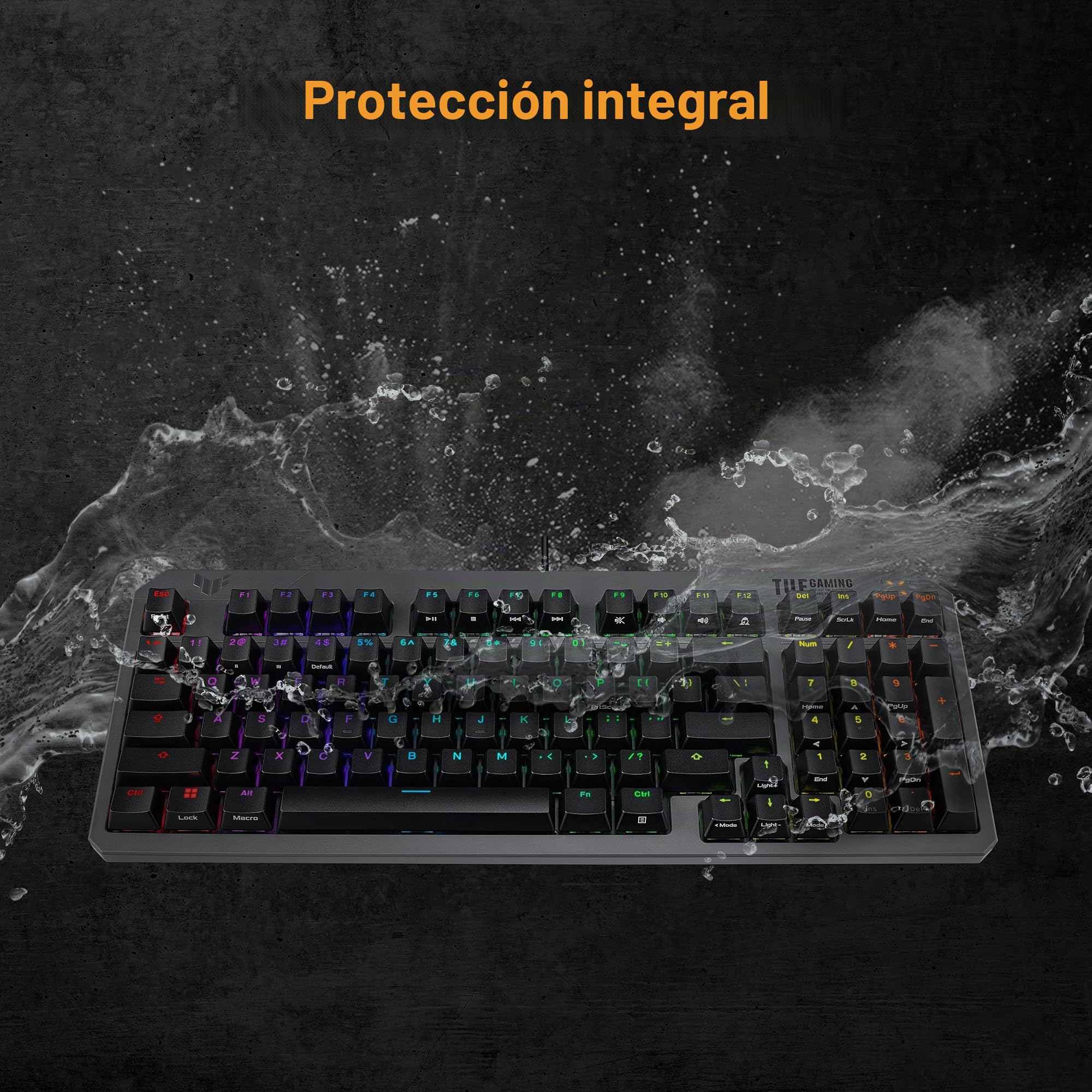 ASUS TUF Gaming K3 Gen II - Teclado Gaming Compacto de 97 Teclas, interruptores optomecánicos RGB, Junta de Silicona, Espuma amortiguadora, Sellado IP57, Placa Superior extraíble y Aura Sync, AZERTY