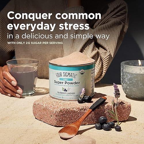 Miniatura 2 de Four Sigmatic Chill Super Powder - Superalimento orgánico en polvo con citrato de magnesio, extracto de manzanilla orgánico y extracto de hongo