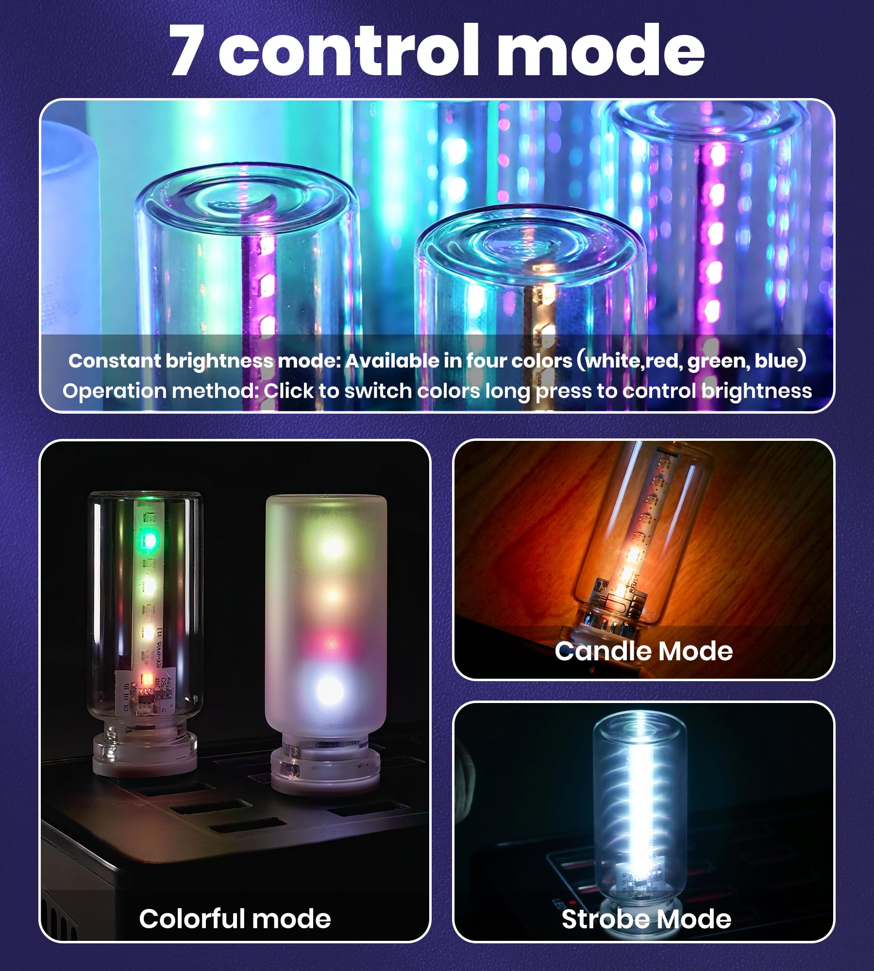 Luz ambiental LED USB para interior de coche, iluminación multicolor (LED transparente)