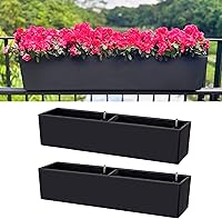 Vista 9 de LaLaGreen - Maceta de riel para balcón al aire libre (40 pulgadas, 1 unidad) macetas grandes con sistema de riego automático con soportes, cajas