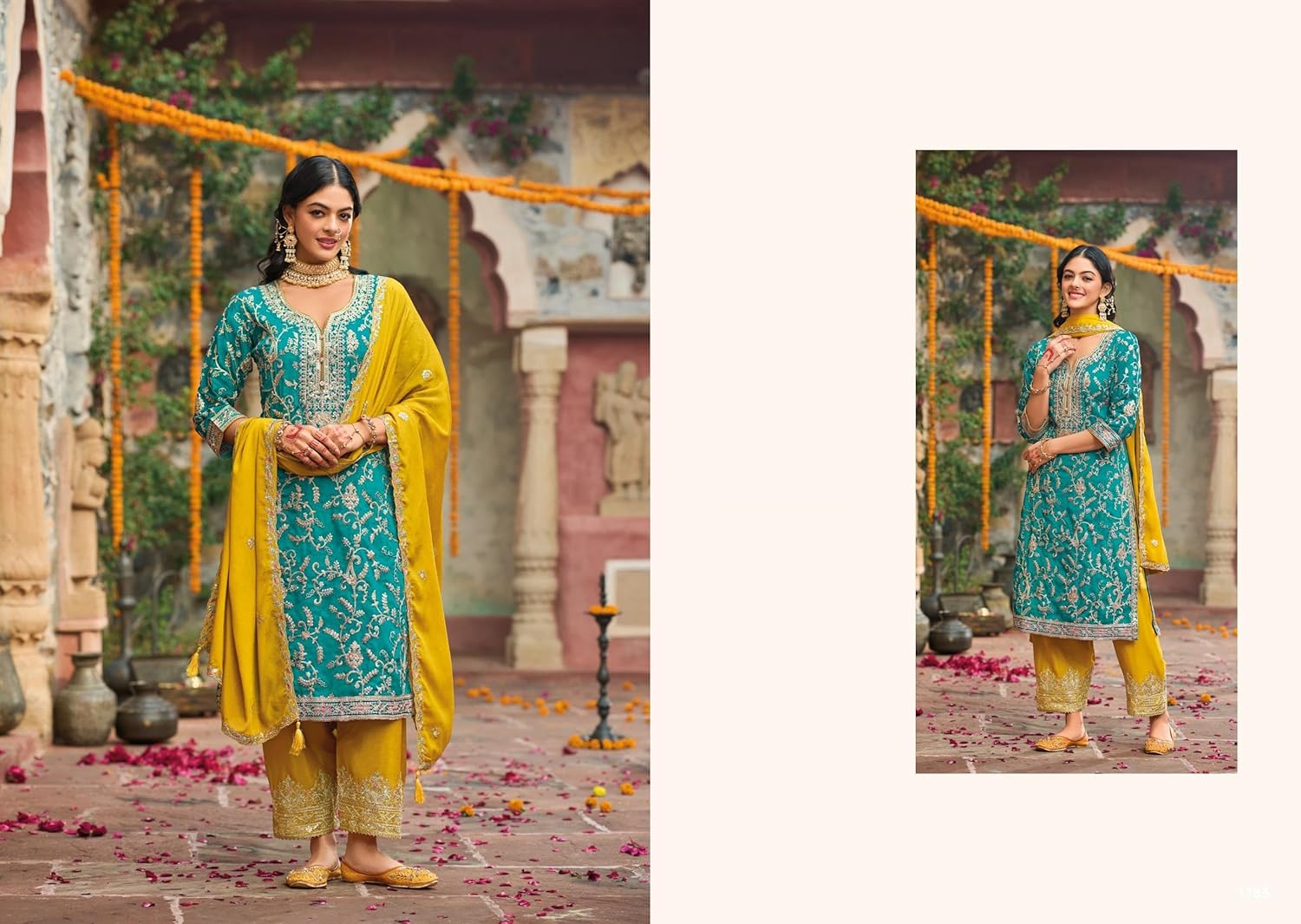 Women's Heavy Chinon With Emboidery Work Festival Wear Suit 11122