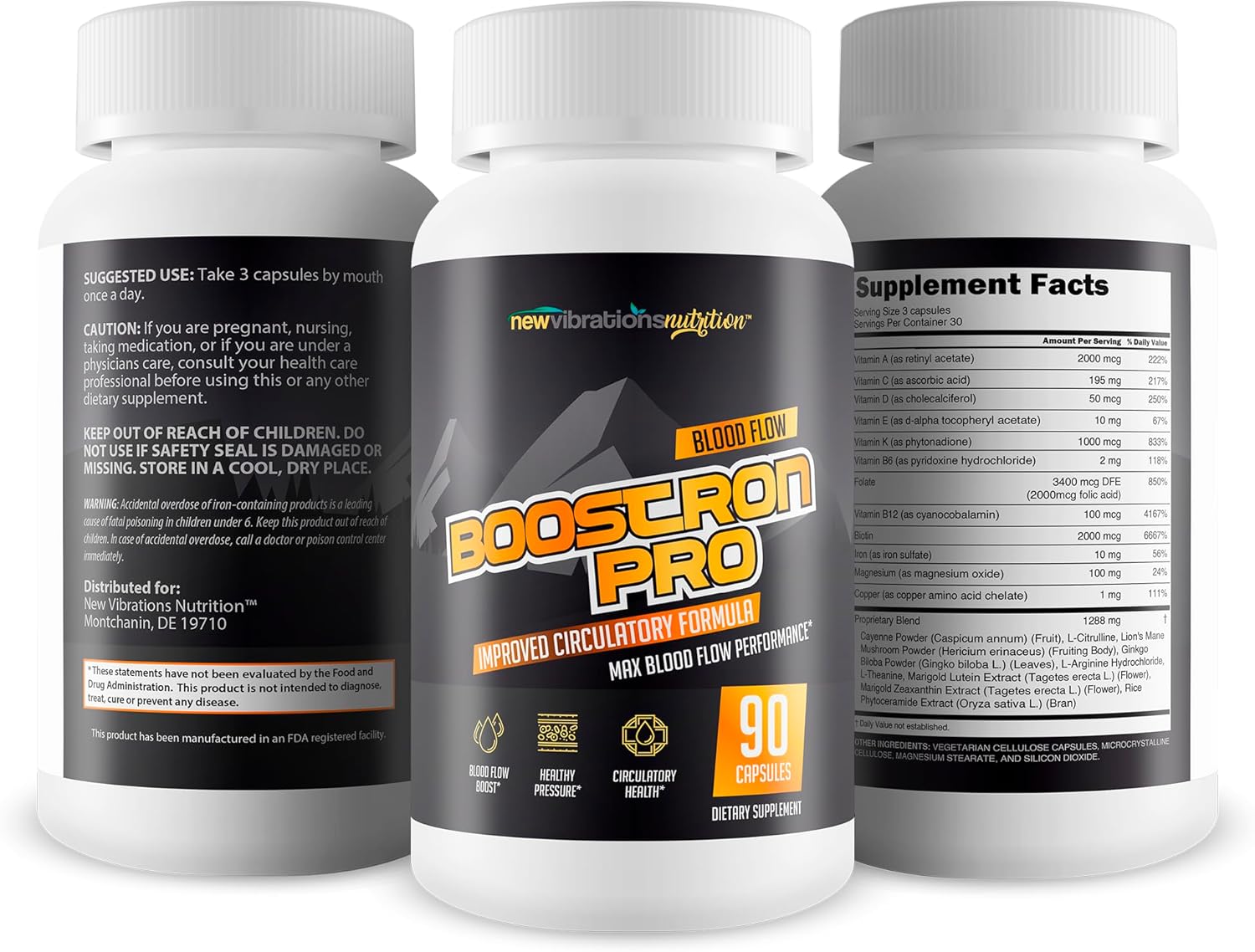Boostron Pro - Improved Formula - Our Best Blood Flow Booster Supplement - Advanced Blood Flow Care - Our Best Circulation Supplement to Increase Blood Flow Expansion - Vasodilator Nitric Oxide Pills