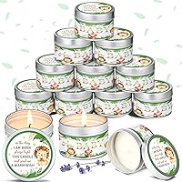 Vista 9 de Funtery 12 velas de fiesta de baby shower para invitados, velas perfumadas de lavanda, velas rústicas para revelación de género (brotes)