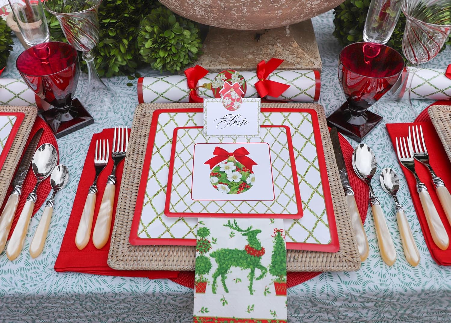 Caspari Ornament and Trellis Paper Dinner Plates, 32 Count