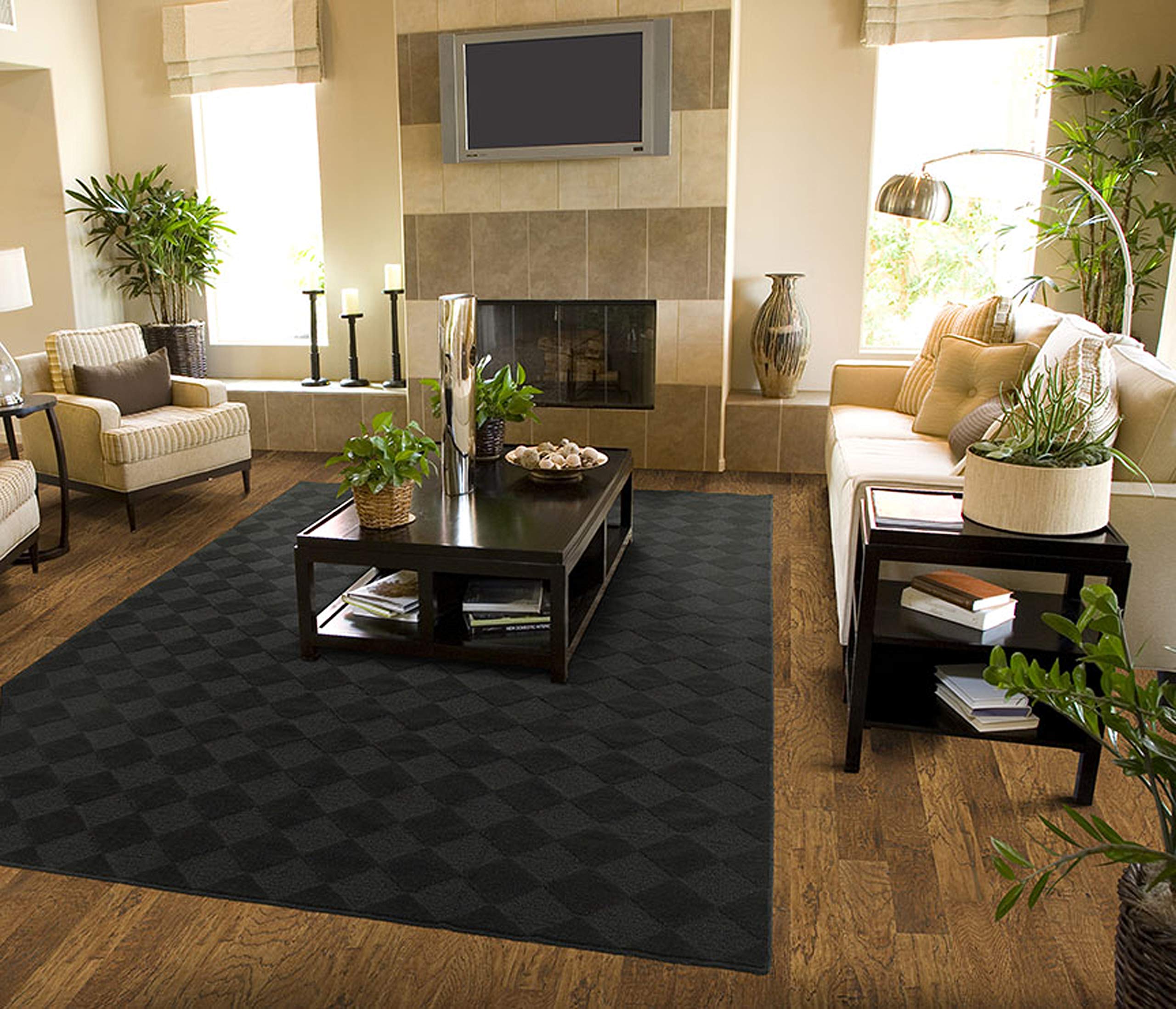 Garland Rug Diamond 12 ft. x 12 ft. Area Rug Black