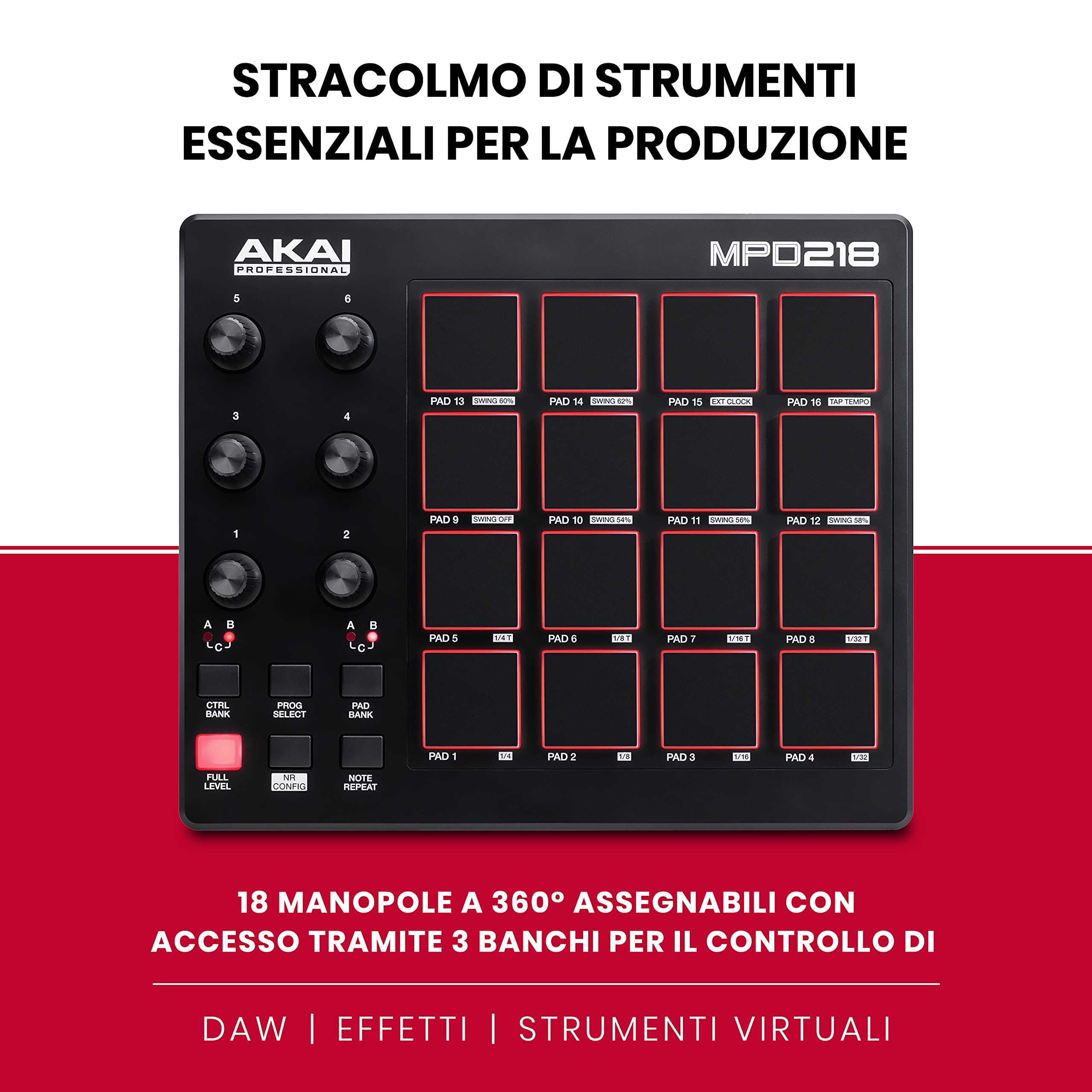 M-Audio Keystation 49 MK3 + AKAI Professional MPD218 – Tastiera MIDI USB a 49 tasti + Controller MIDI USB con 16x3 Pad MPC e Software